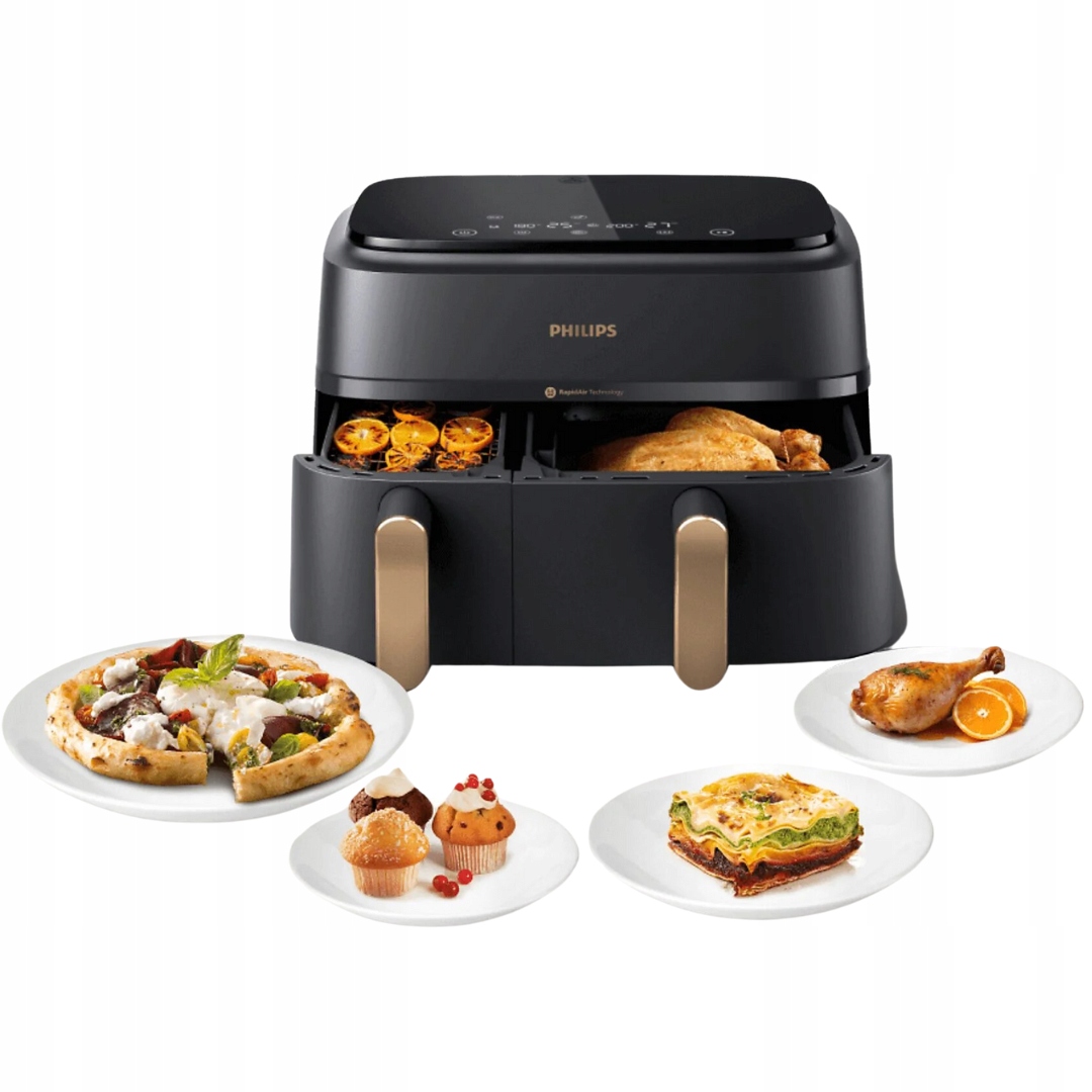 Airfryer Frytkownica Beztłuszczowa Philips XXL Dwie Szuflady Dual Basket 9L