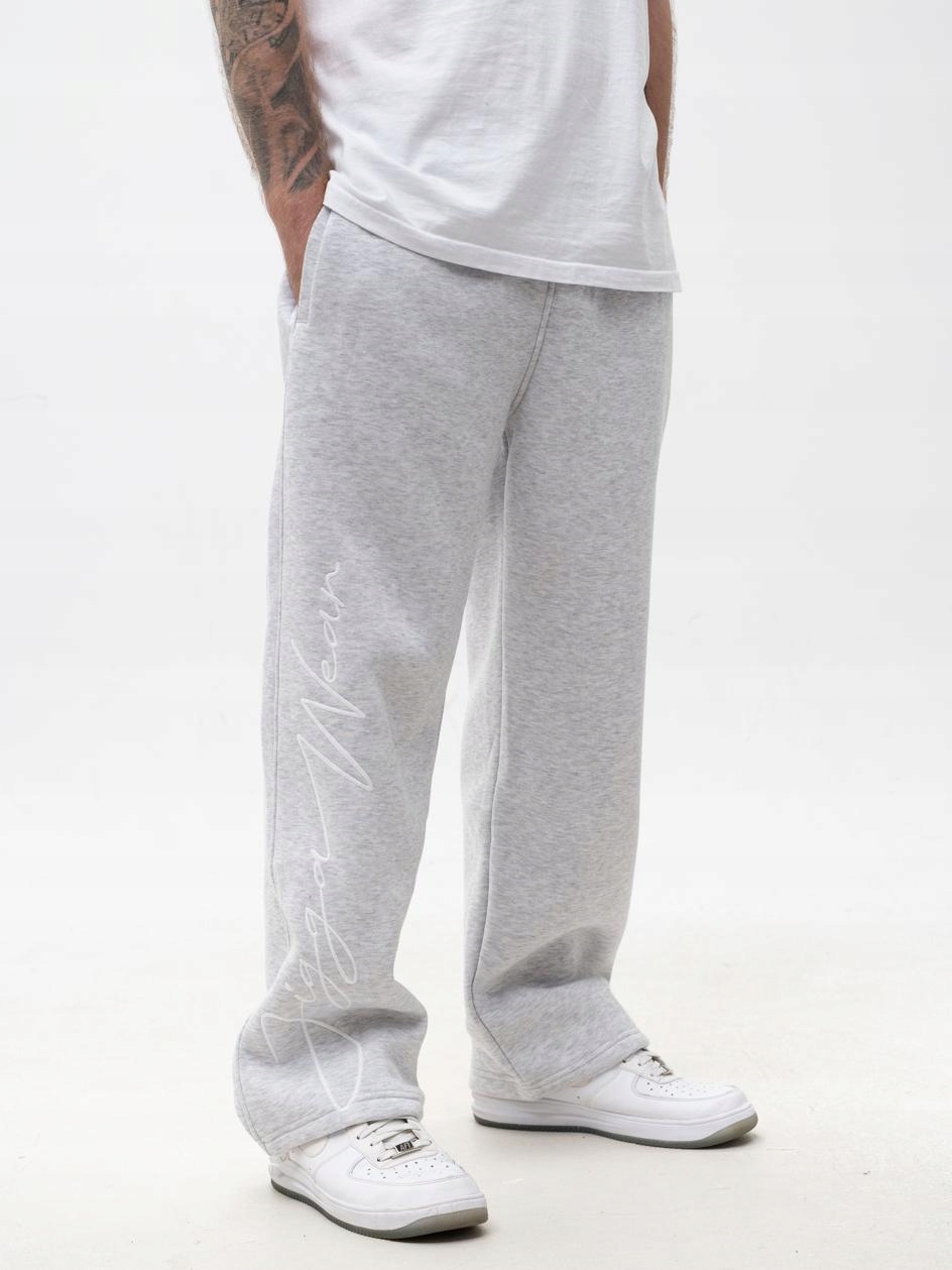 Spodnie Dresowe Baggy Jigga Wear Haft Logo Tag Szare roz . XL