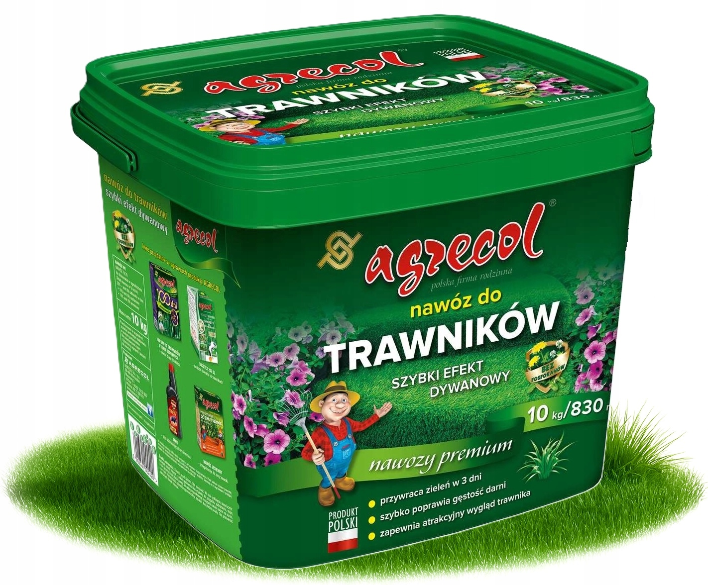 Nawóz do trawników Szybki Efekt Dywanowy 10kg Agrecol gęsty trawnik, azot
