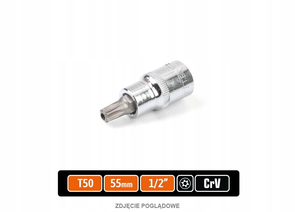 Klucz nasadowy 1/2" z bitem Torx 55 mm/T50 (z otworem) Teger