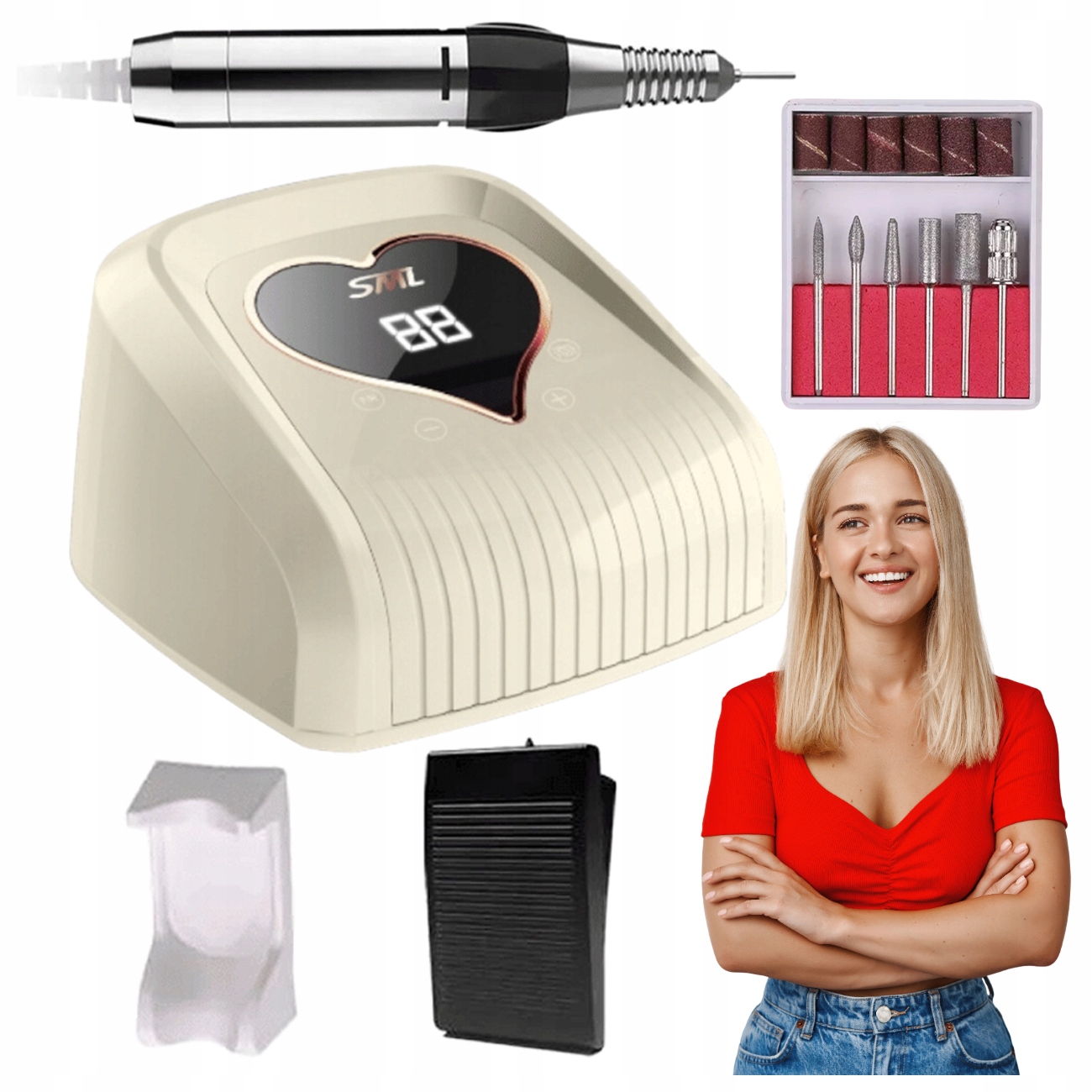 Bruska Na Nehty Silná 68W Profesionální Manikúra Pedikúra Hybridní