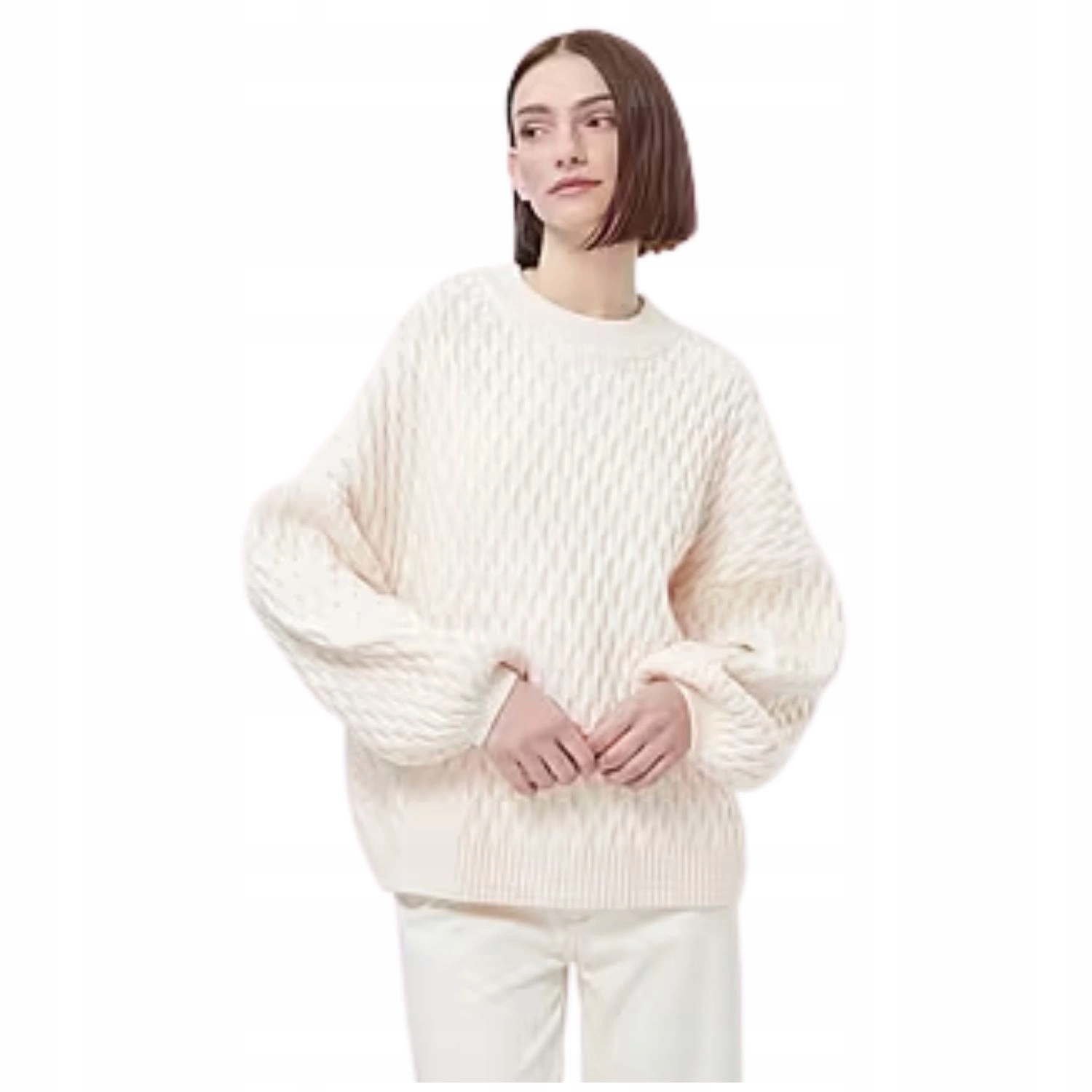 Dámský svetr Delicatelove Palermo s vlnou a kašmírem ecru, měkký vel. S