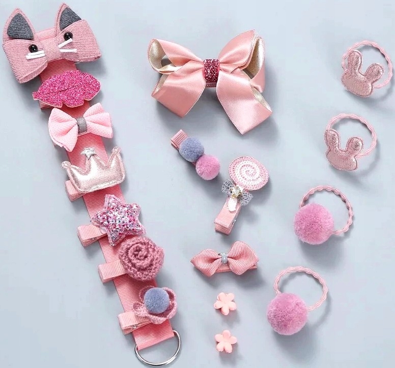 Zestaw gumek 18szt do włosów spinek dziewczynki dziecka różowe urocze Marka Inna marka