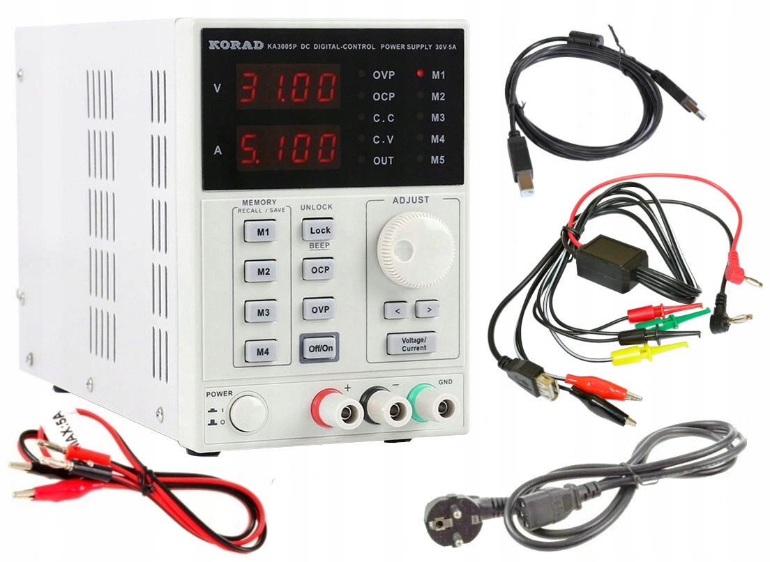 

Korad KA3005P Zasilacz Lab +Przewody 7 końcówek
