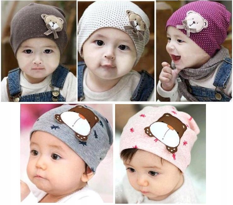 Czapka Miś Czapeczka Kropki 100% Bawełna Kolory Marka Inna marka