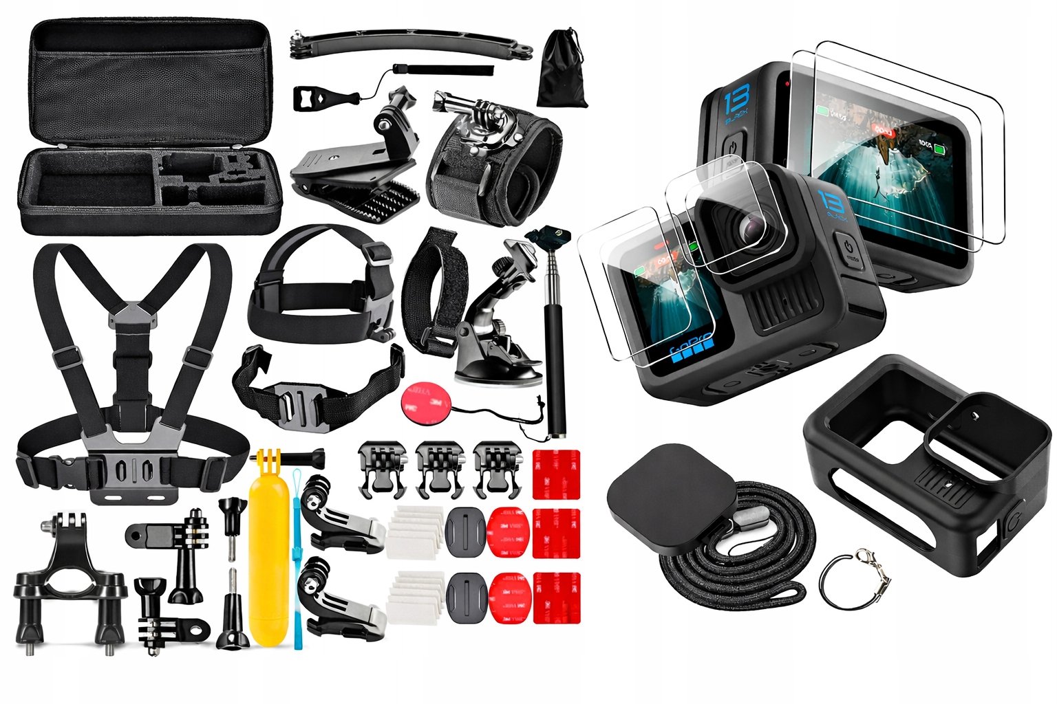 Příslušenství pro GoPro Hero 13 sada 50v1 Skla x6 Pouzdro Kufr