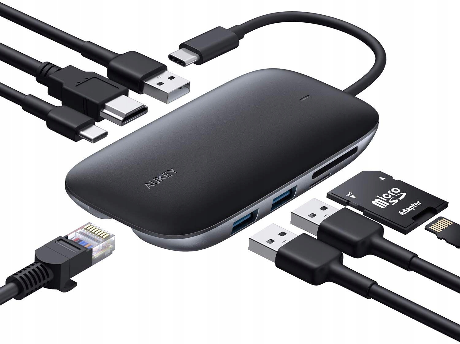 

Aukey CB-C71 Usb-c Hub 8w1 Pd 100W Hdmi 4K Sd Lan