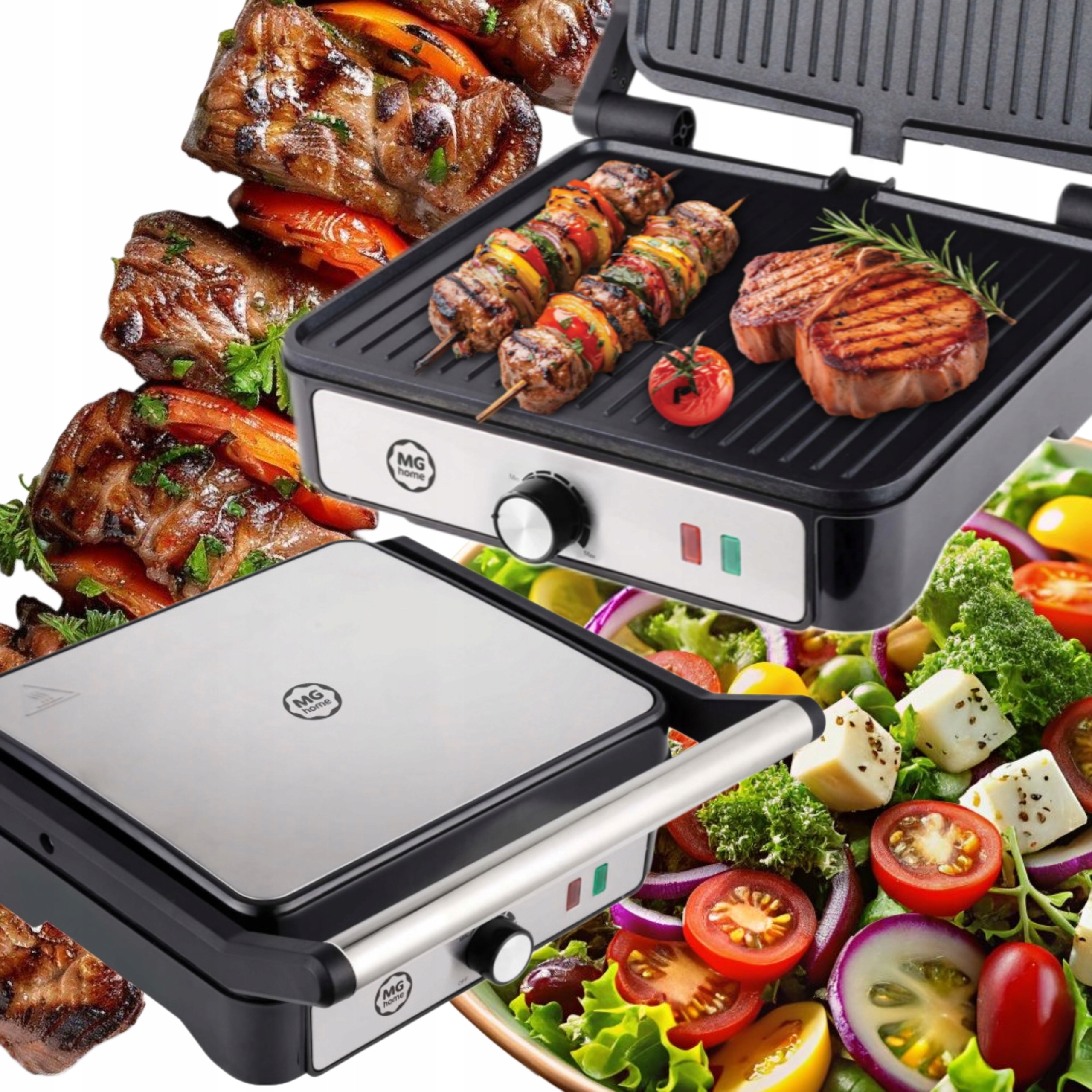 Elektrický Gril Panini Mg Home 2000W Na Maso Zeleniny Ryby Miska Na Tuk