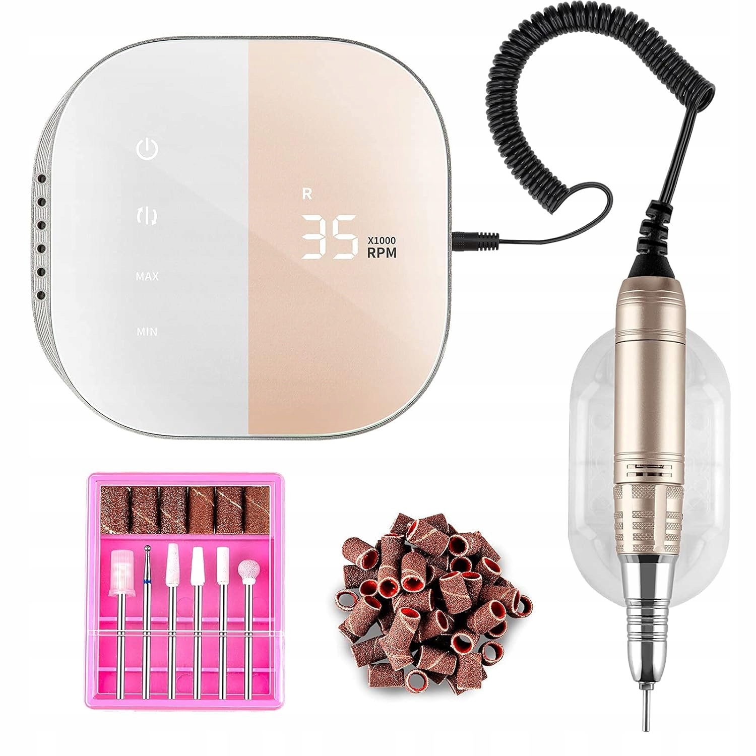 Madenia Frezarka Do Paznokci TouchPro 35000 Rpm Manicure Pedicure Różowa