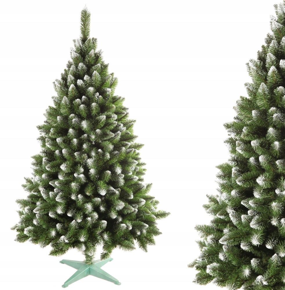 Umělý Vánoční Stromeček Zelená Jedle S Bílými Konci 150 cm Hustá Stojan