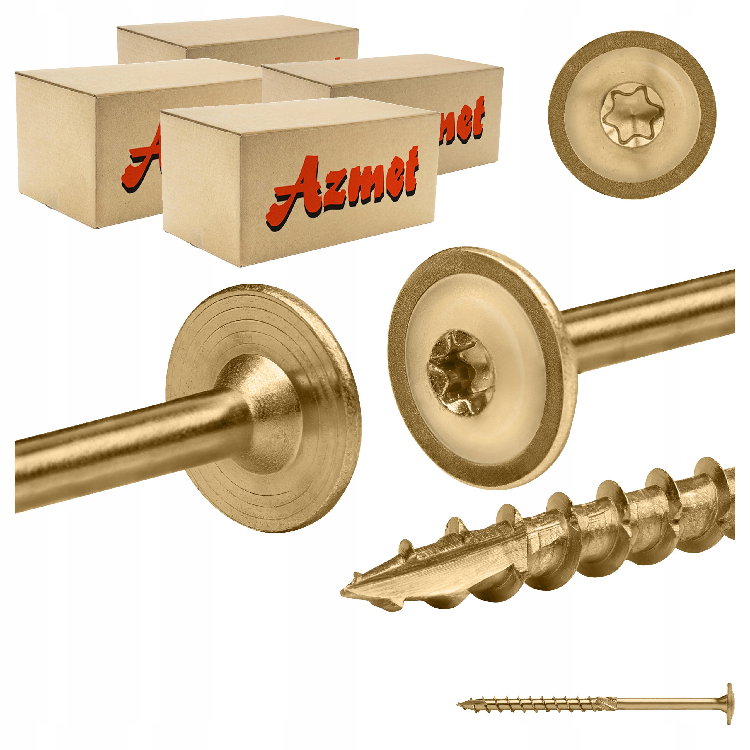 Tesárska skrutka 10x160 mm Torx na drevo tanierová 200ks Azmet WCT-10160