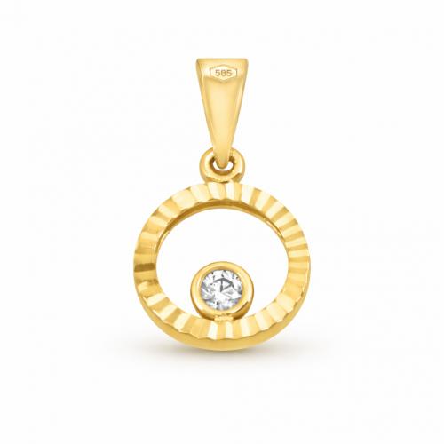 Zlatý přívěsek kroužek 585 Ring se zirkonem Zirkonem 8 mm 0,5 g Kólko 14k