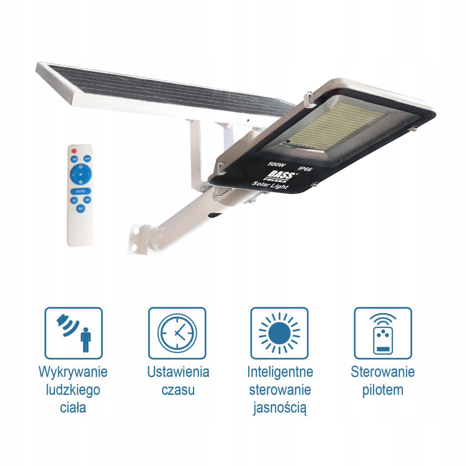 Lampa solarna, zewnętrzna, z pilotem Kąt świecenia 120°