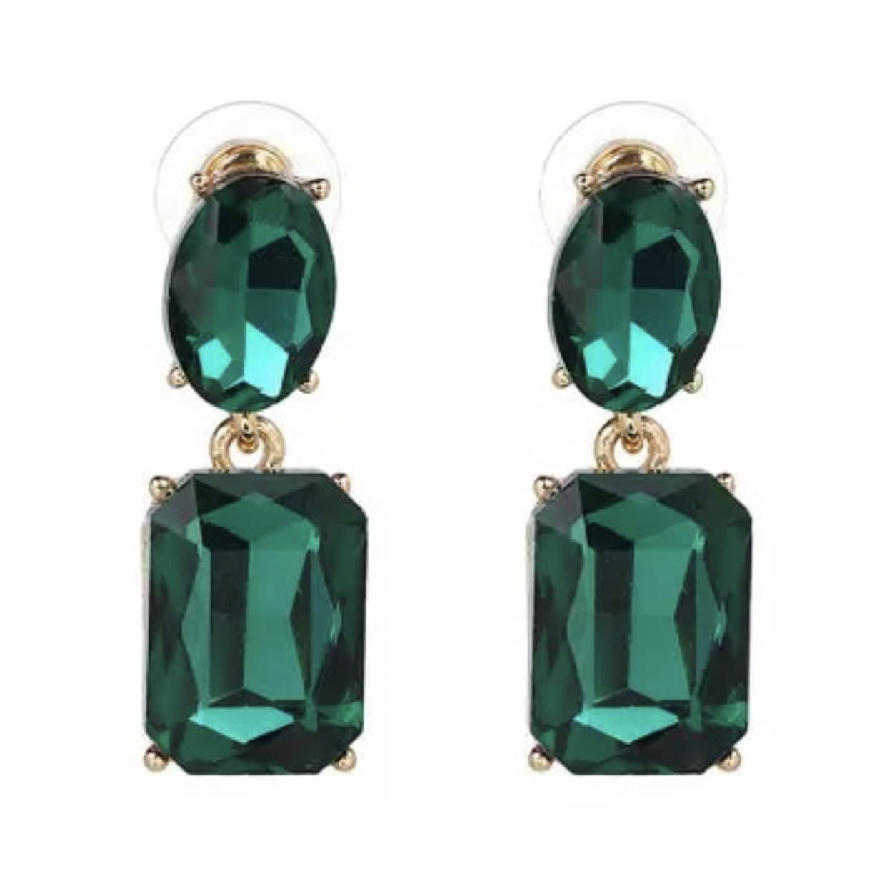 

Kolczyki kwadraty cyrkonie kryształki zielone