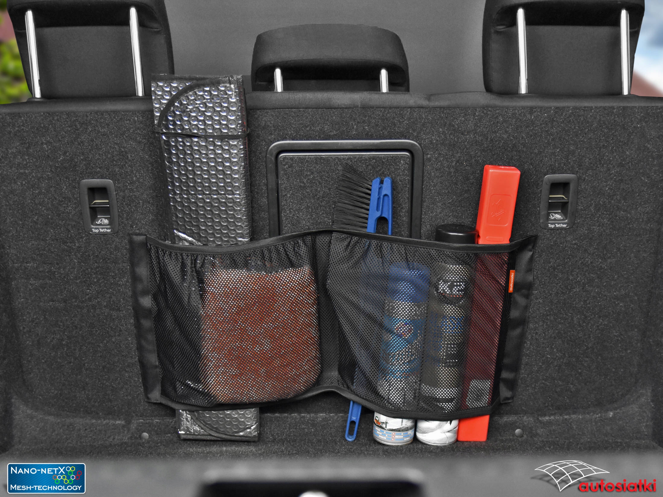 Dwukomorowa siatka do bagażnika auta na rzep 50x30 EAN (GTIN) 5903260850581
