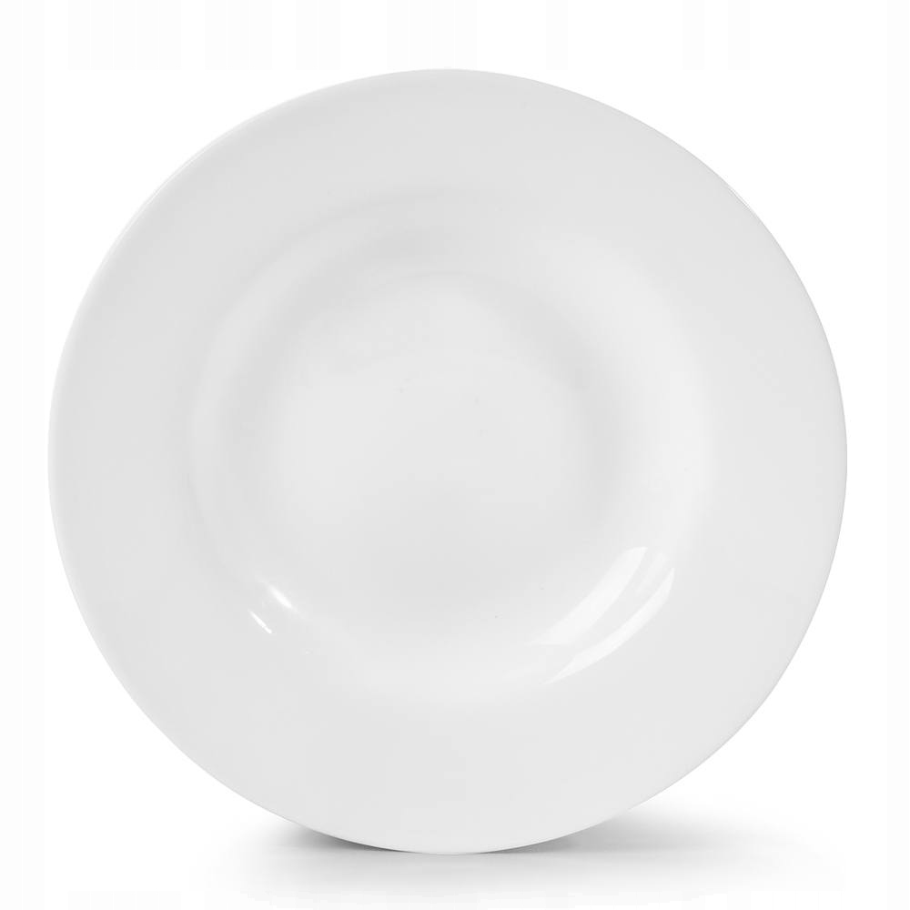 

Talerz obiadowy głęboki szklany okrągły biały 24cm