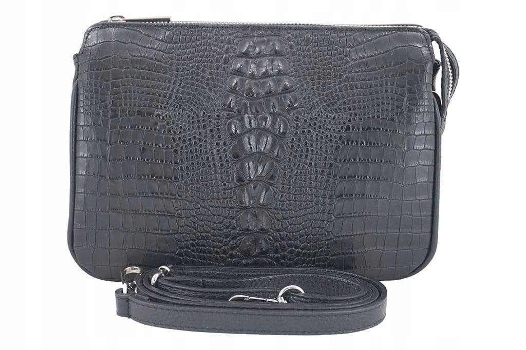 Dámská kabelka z přírodní kůže s motivem Croco černá