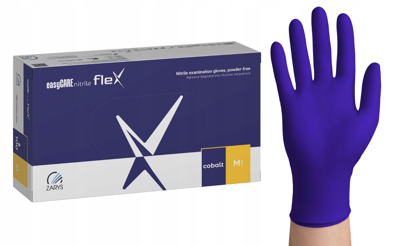 Rękawice jednorazowe Zarys nitrylowe bezpudrowe kobaltowe 100 szt.