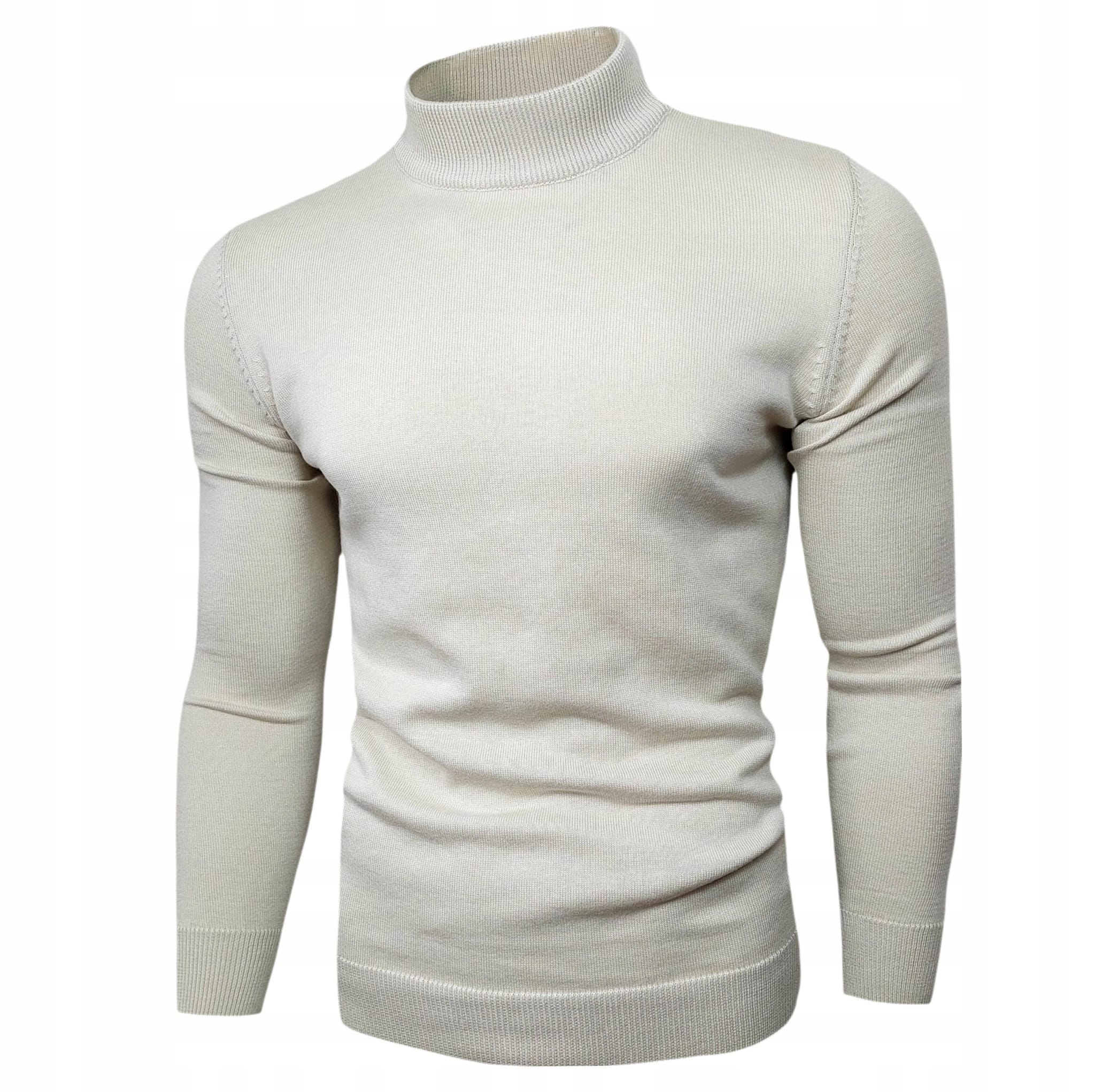 Pánský pologolfový svetr Rolák Bavlněný Klasický Pohodlný Světle béžový vel. L