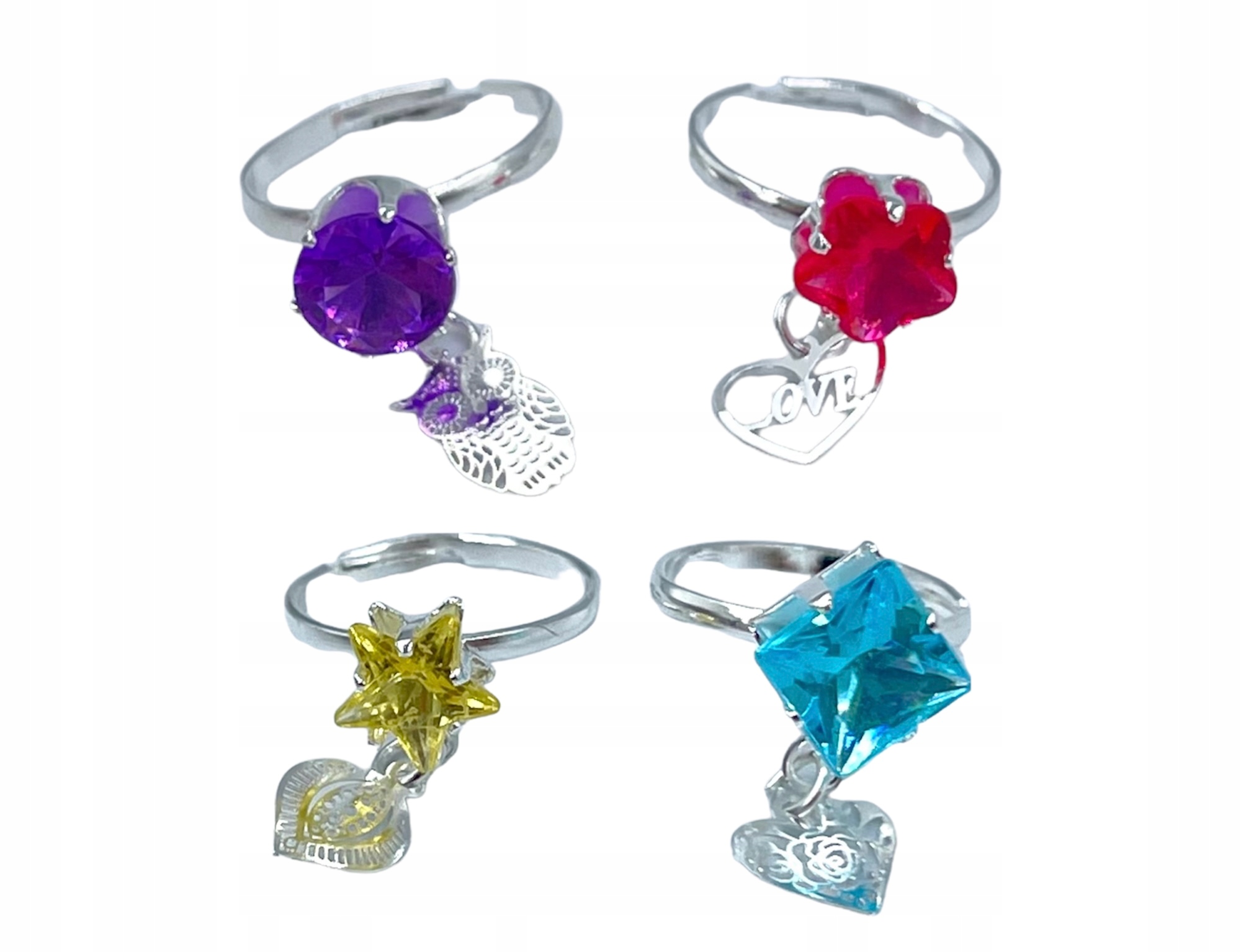 PIERŚCIONKI DLA DZIEWCZYNKI BIŻUTERIA DLA DZIECI ZESTAW PIERŚCIONKÓW Okazje uniwersalny