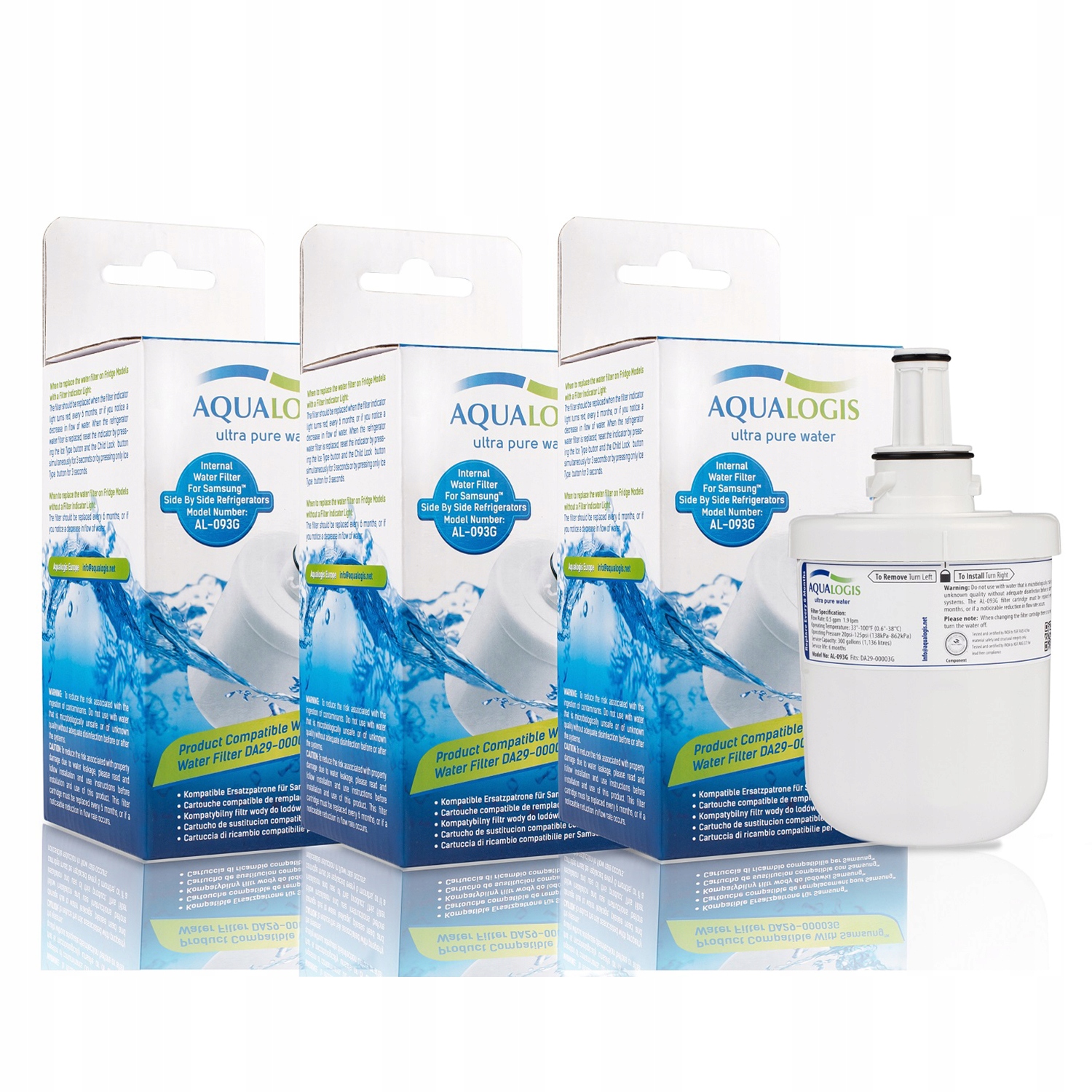 Filtr Do Lodówki Samsung Aqualogis AL-093G Zamiennik DA29-00003G 3szt