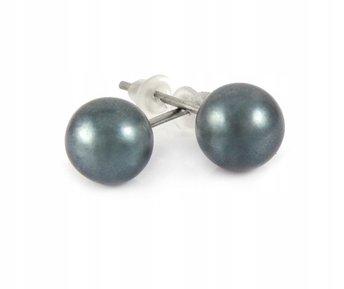 

Kolczyki Kulki Grafitowe Perłowe 8 MM