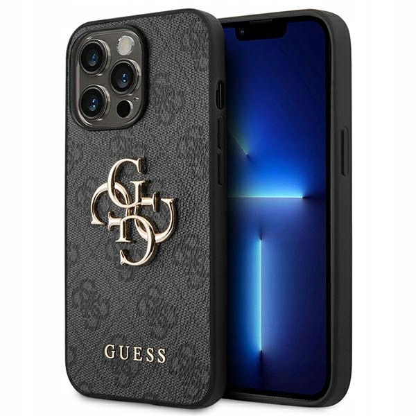 Pouzdro Guess pro iPhone 14 Pro Max 6,7" šedé/šedé tvrdé pouzdro 4G s velkým kovovým logem