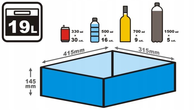 LODOWKA KOMPRESOROWA 19L AISBERG LD 30 SZUFLADOWA Volume 19 l