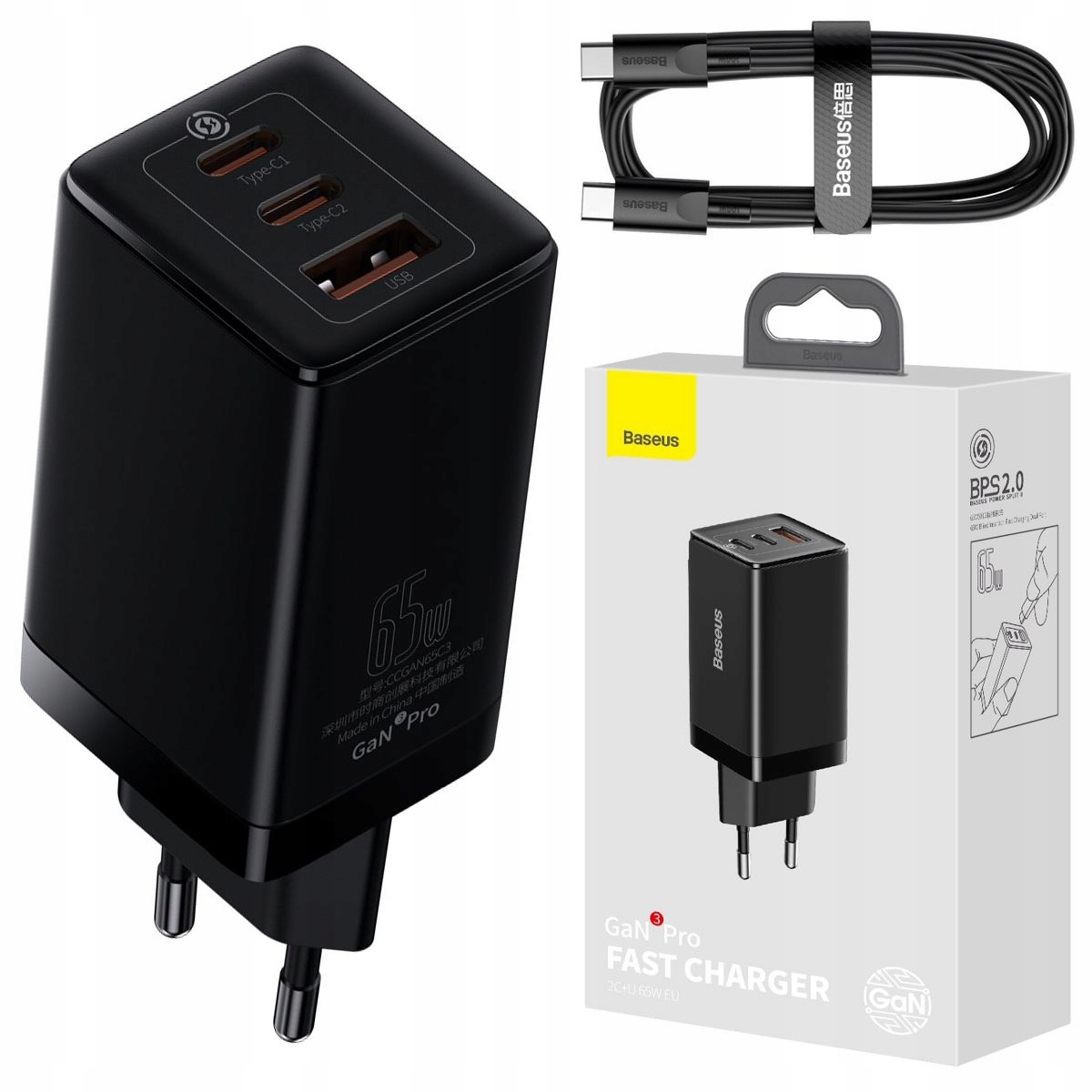 

Ładowarka Sieciowa Fast 2x Usb-c Usb GaN 20V 65W