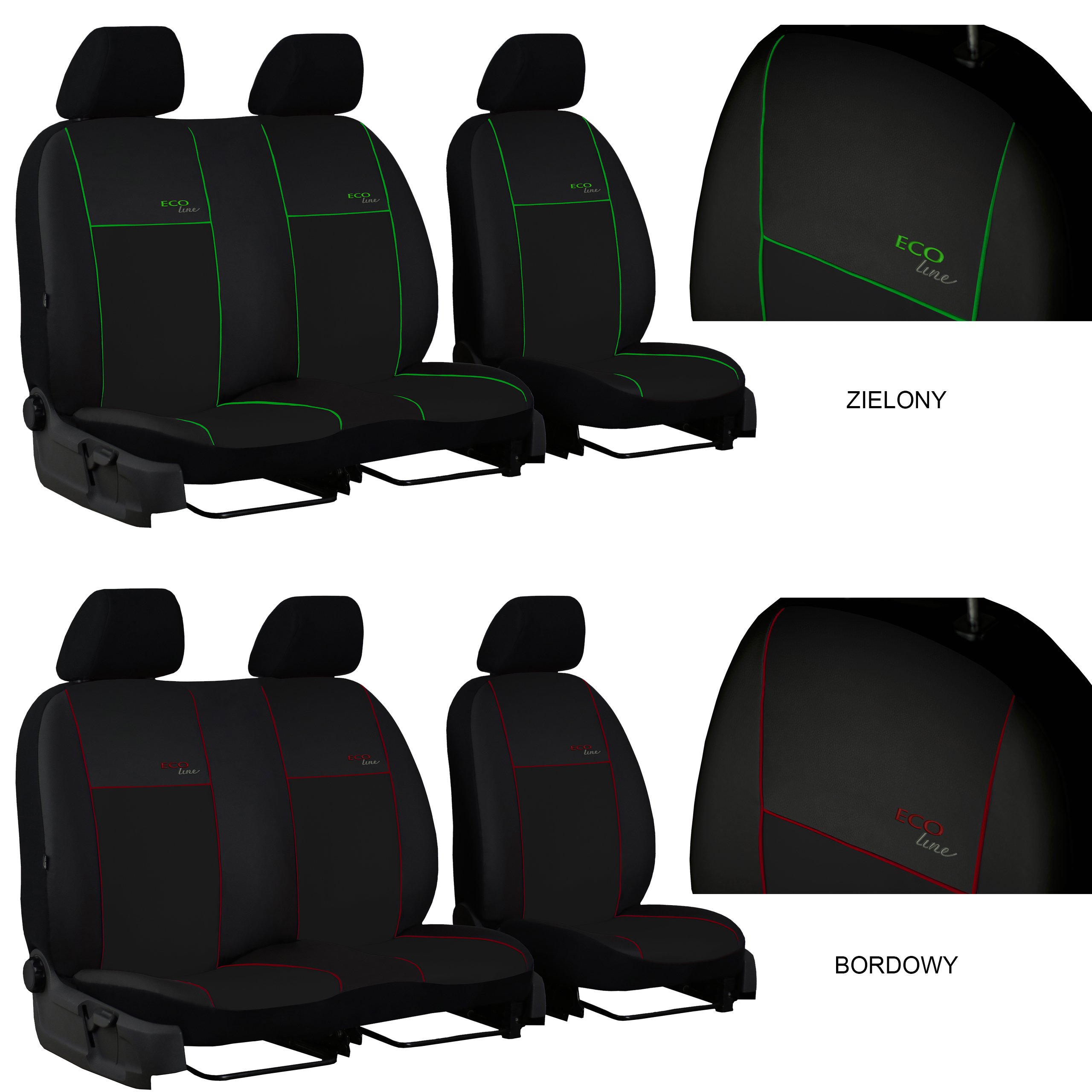 POKROWCE MIAROWE SKÓRA SAMOCHODOWE NA SIEDZENIA do RENAULT KANGOO III 2+1 Model Eco Line