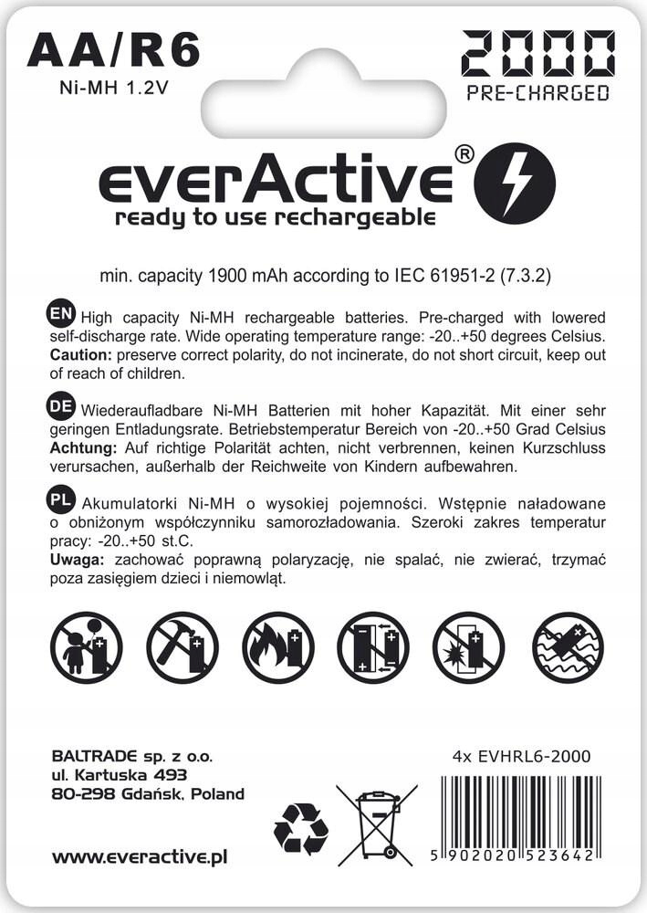 Zestaw akumulatorków everActive EVHRL6-2000 2000mAh Ni-MH