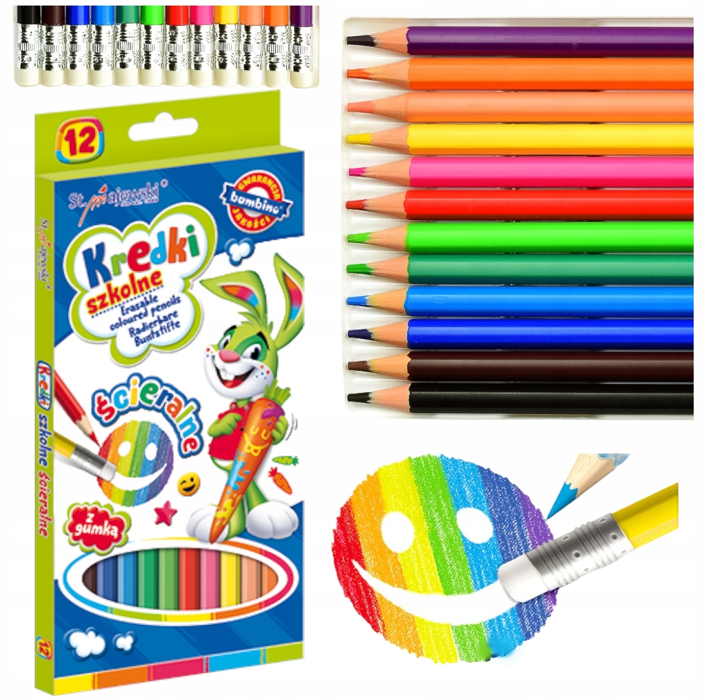 

Kredki szkolne ścieralne bambino