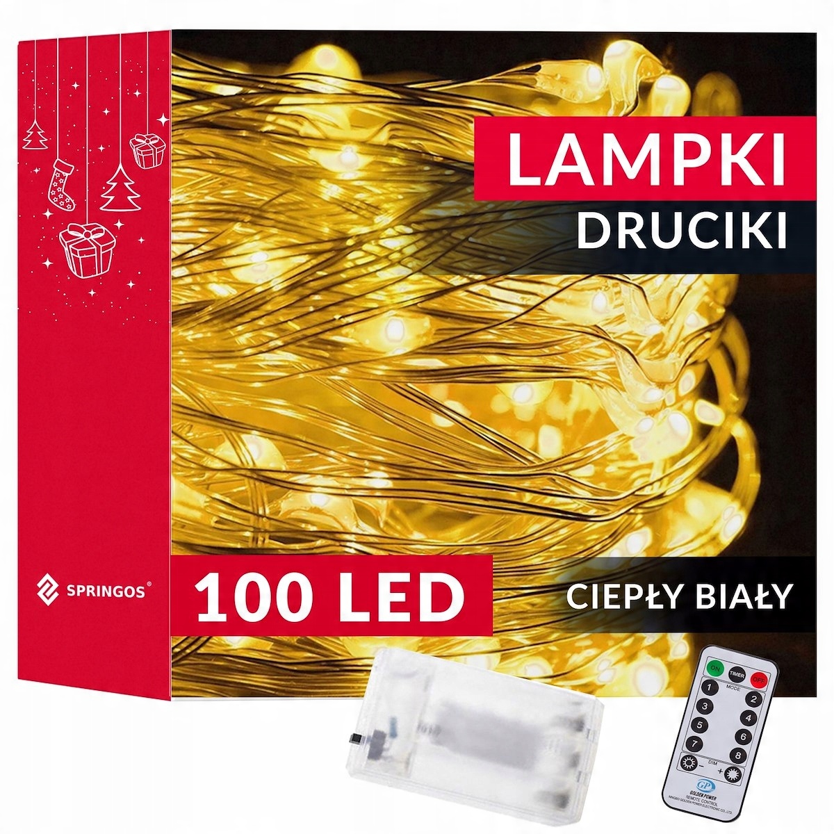 

Lampki Choinkowe 100LED Pilot Druciki 8 Funkcji