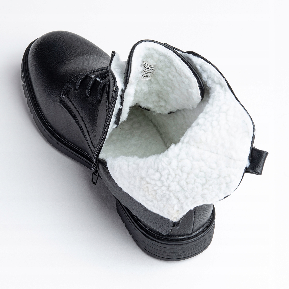 Trzewiki dziewczęce botki OCIEPLANE kożuszkiem modne SUWAK czarne Wojtyłko Rodzaj zapięcia Suwaki