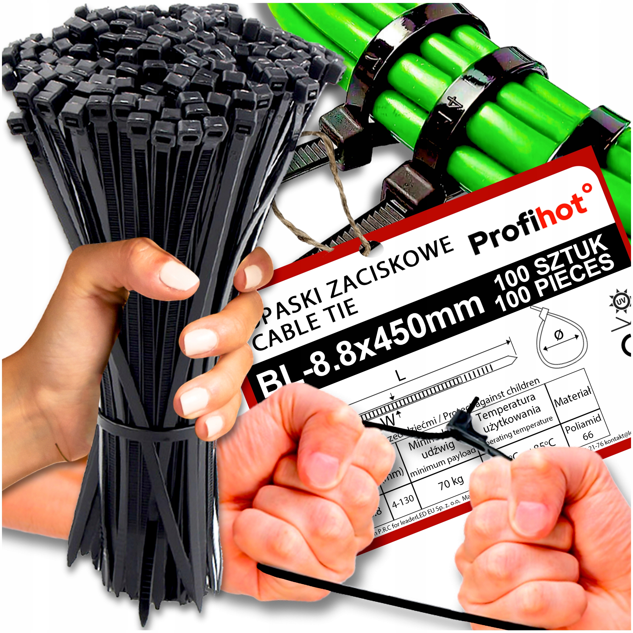 Upínací Pásky Stahovací Pásky Odolné Silné Černé Uv 4,8x450 x1000