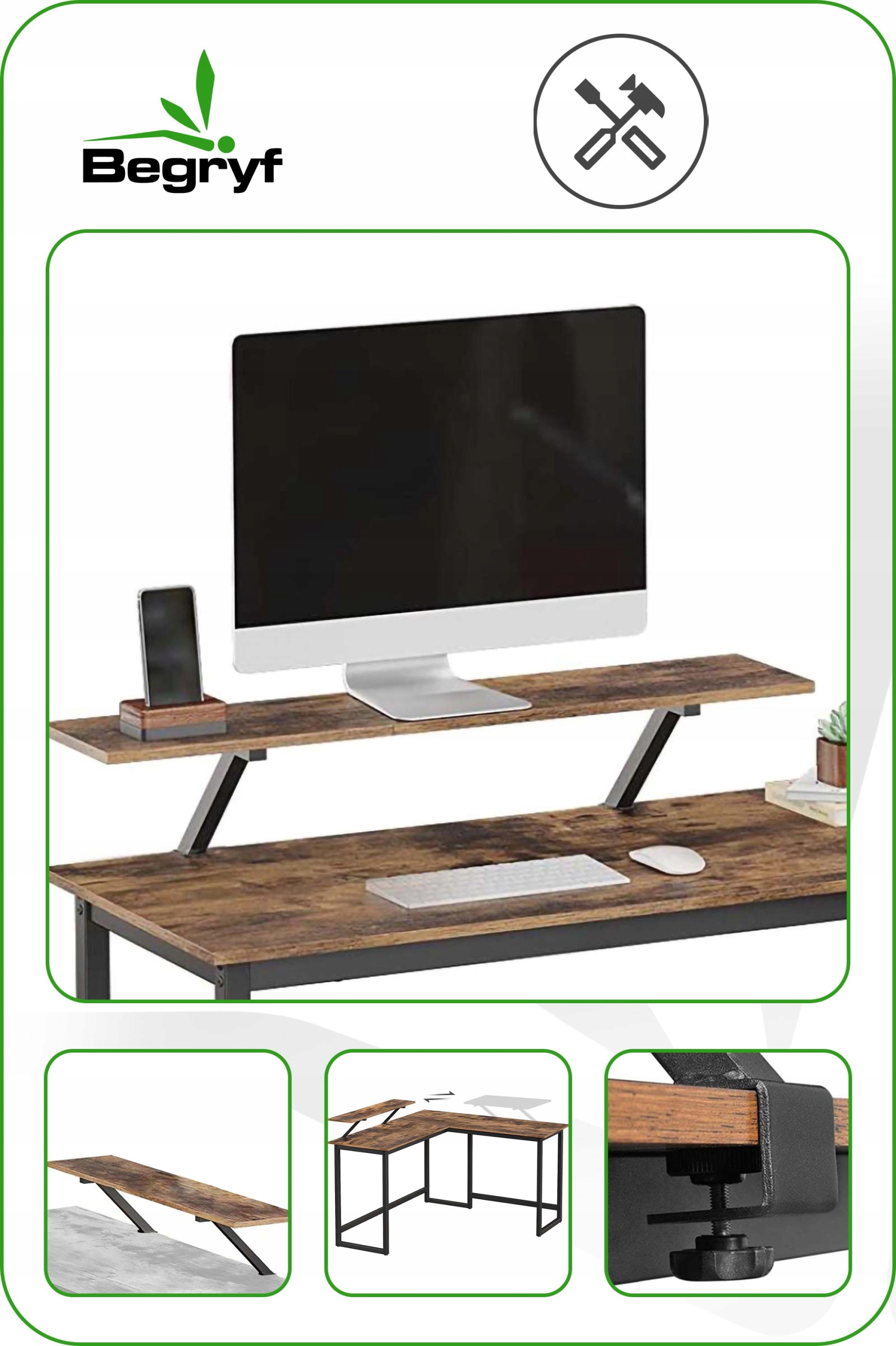 PÓŁKA BRĄZOWA POD MONITOR DOSTAWKA PODSTAWKA NA BIURKO PRAKTYCZNE Stan opakowania oryginalne