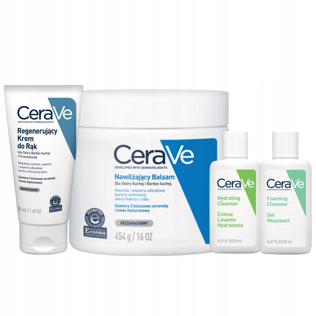 CeraVe Nawilżający Balsam 454g, Krem do Rąk Regenerujący 50ml