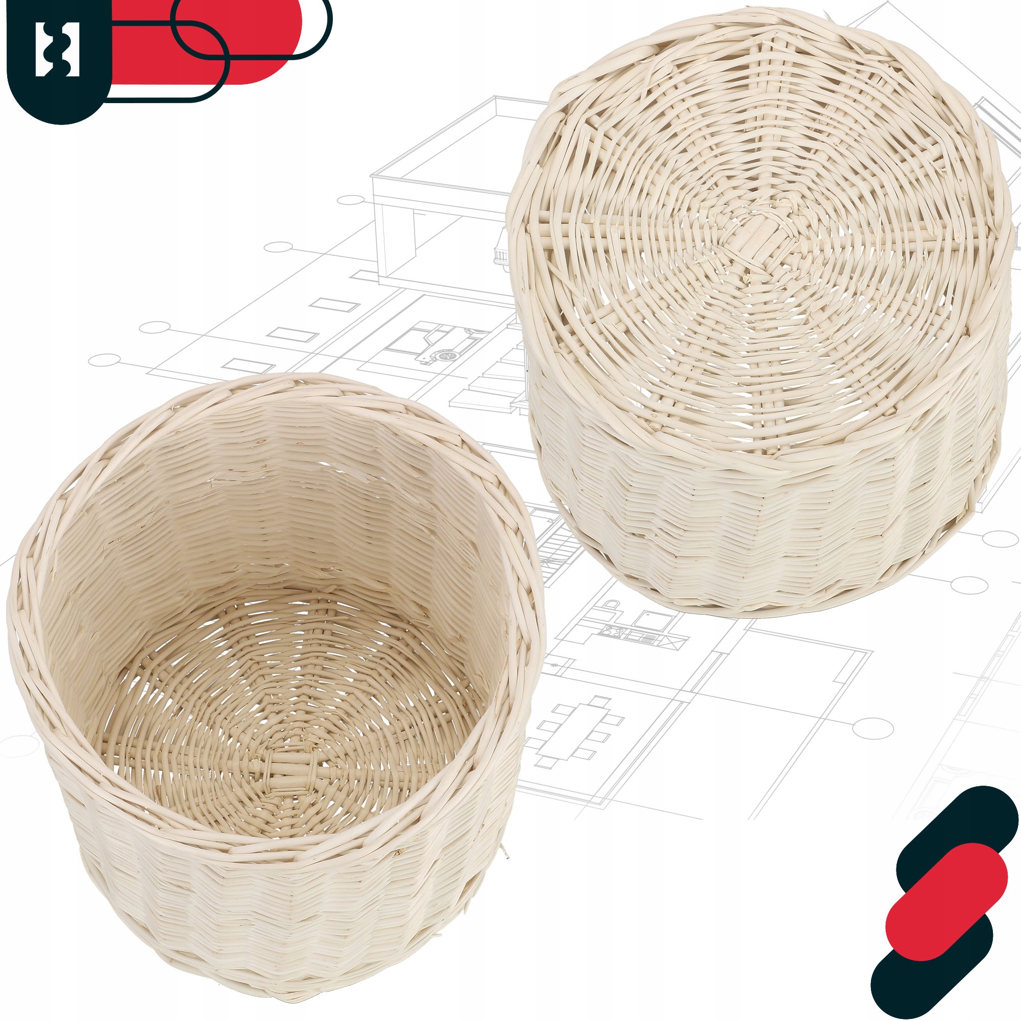 2x OSŁONKA WIKLINOWA NATURALNA DONICZKA PLECIONA KOSZYK KWIATY ROŚLINY Fi33 Wysokość produktu 28 cm