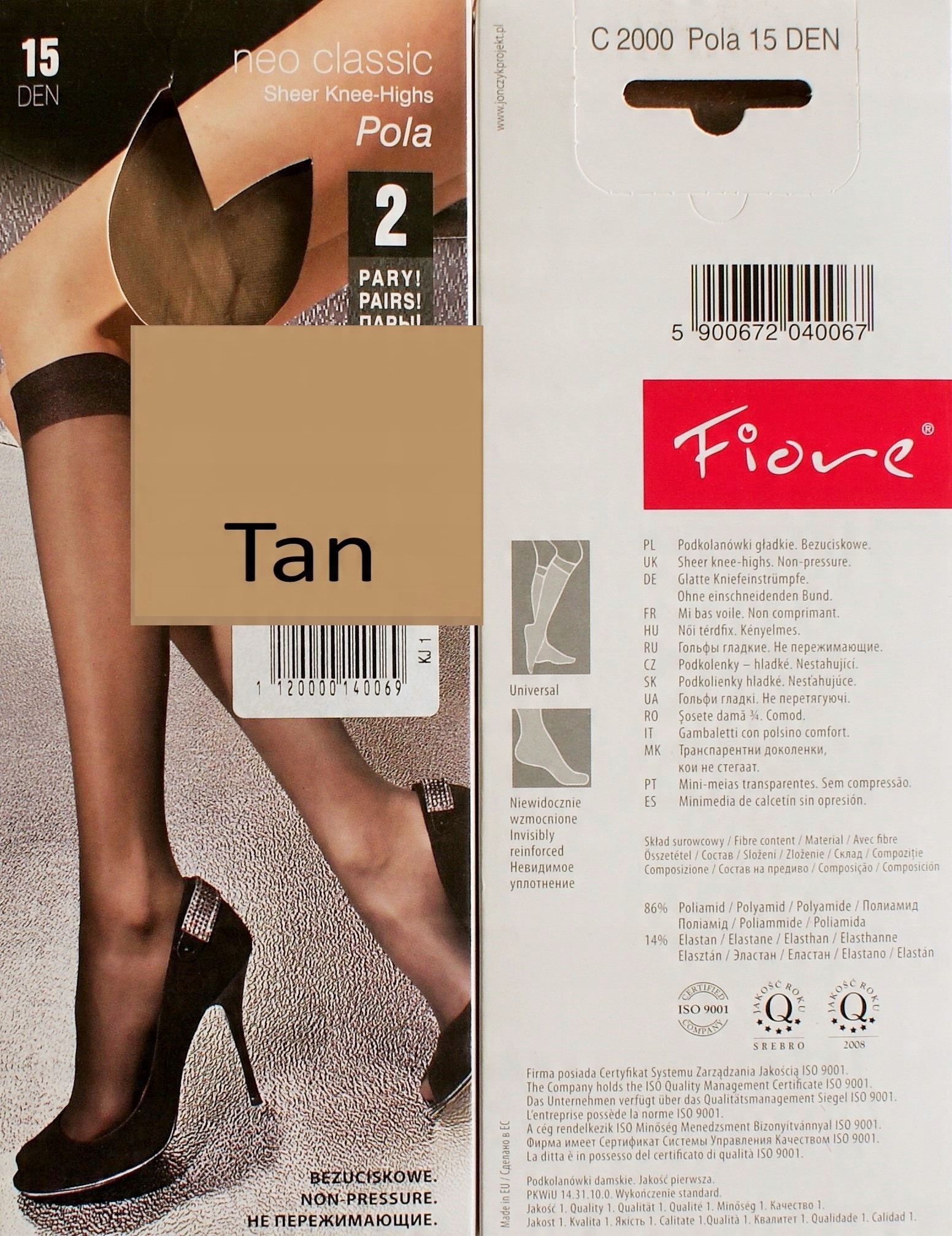 

Podkolanówki Pola 2 pary Fiore kolor Tan