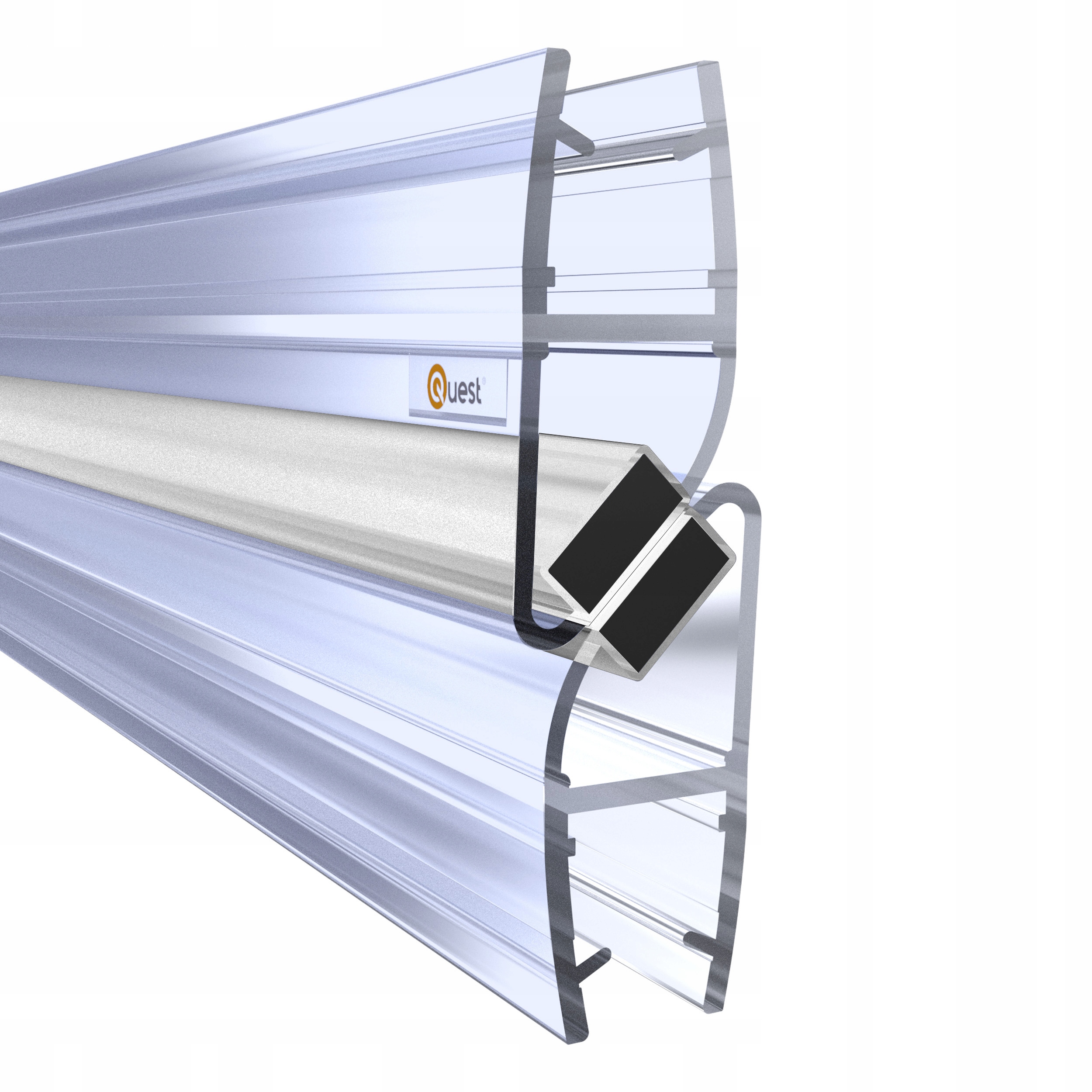 Magnetické úhlové sprchové těsnění 2 m průhledné, 2 ks, s uzávěrem