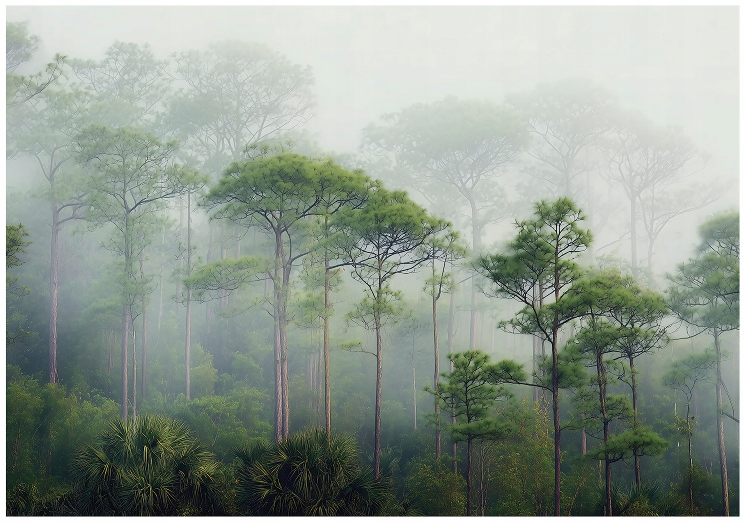 Fototapeta Zelený Les V Mlze Tapeta Do Předsíně Obývacího Pokoje Kanceláře 350x250