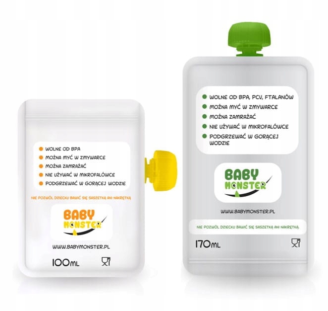 Saszetki wielorazowe Baby Monster, 6 szt. MIX 3+3 Marka Baby Monster