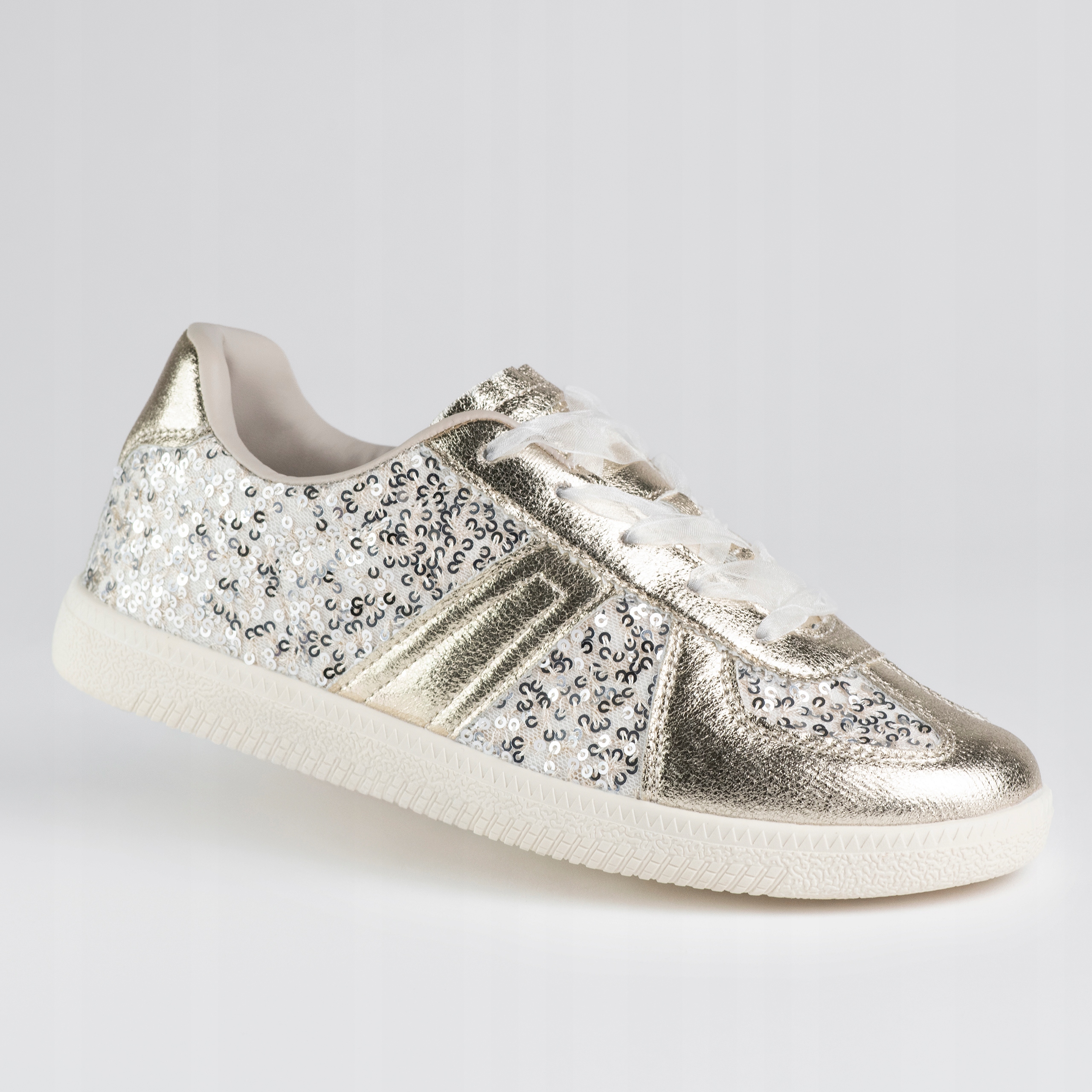 Sportovní dámské tenisky z přírodní kůže Goodin BK-0004 flitry zlato 37