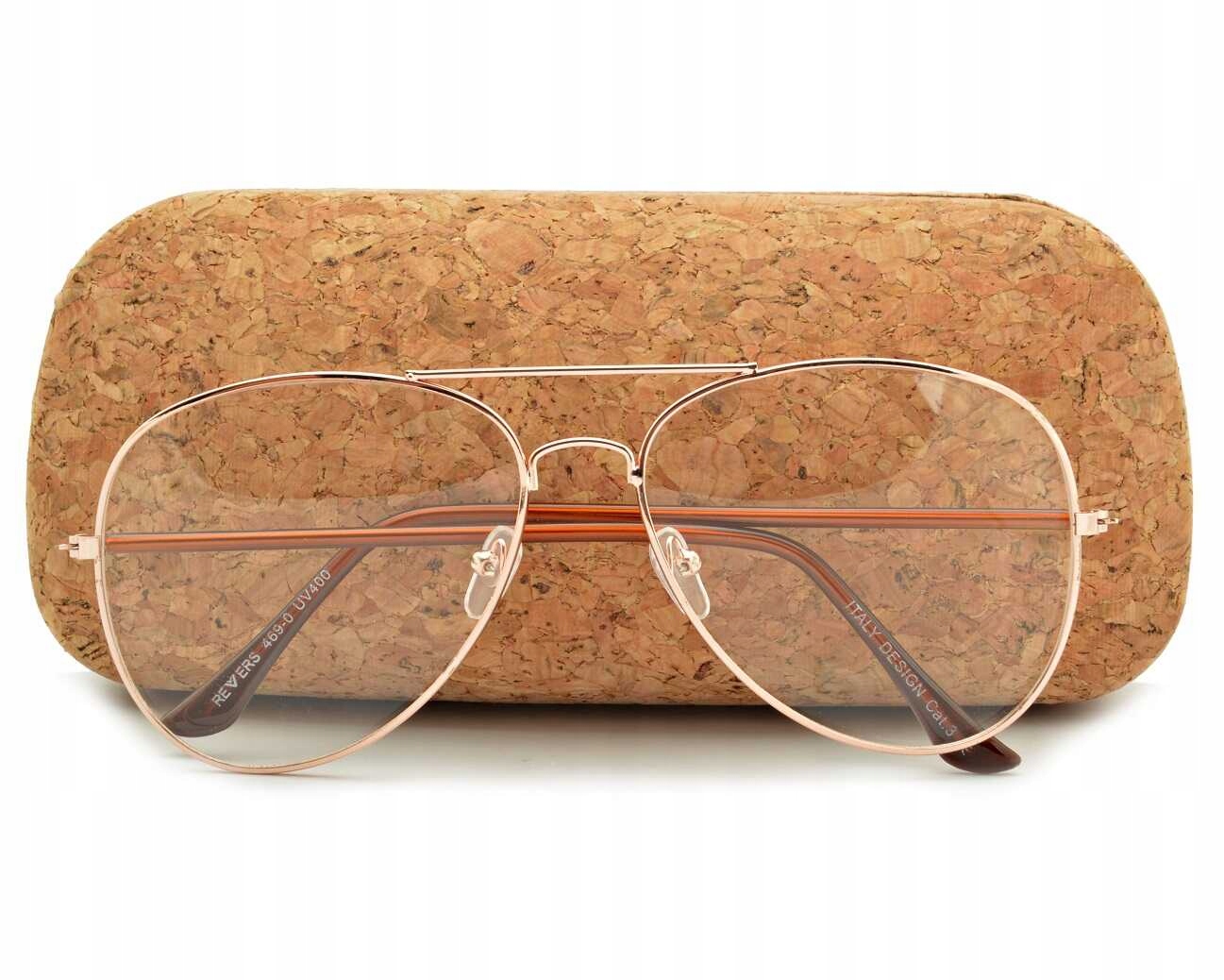 

Okulary zerówki Pilotki Aviatory metal złote