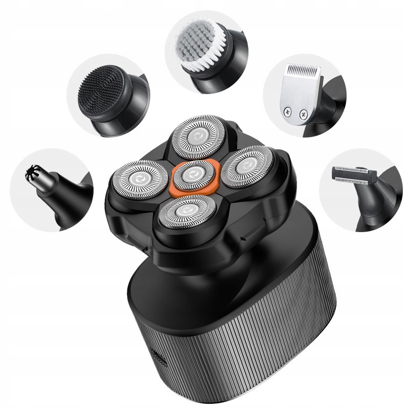 Golarka maszynka do golenia głowy, zarostu trymer do nosa bezprzewodowa 6W1