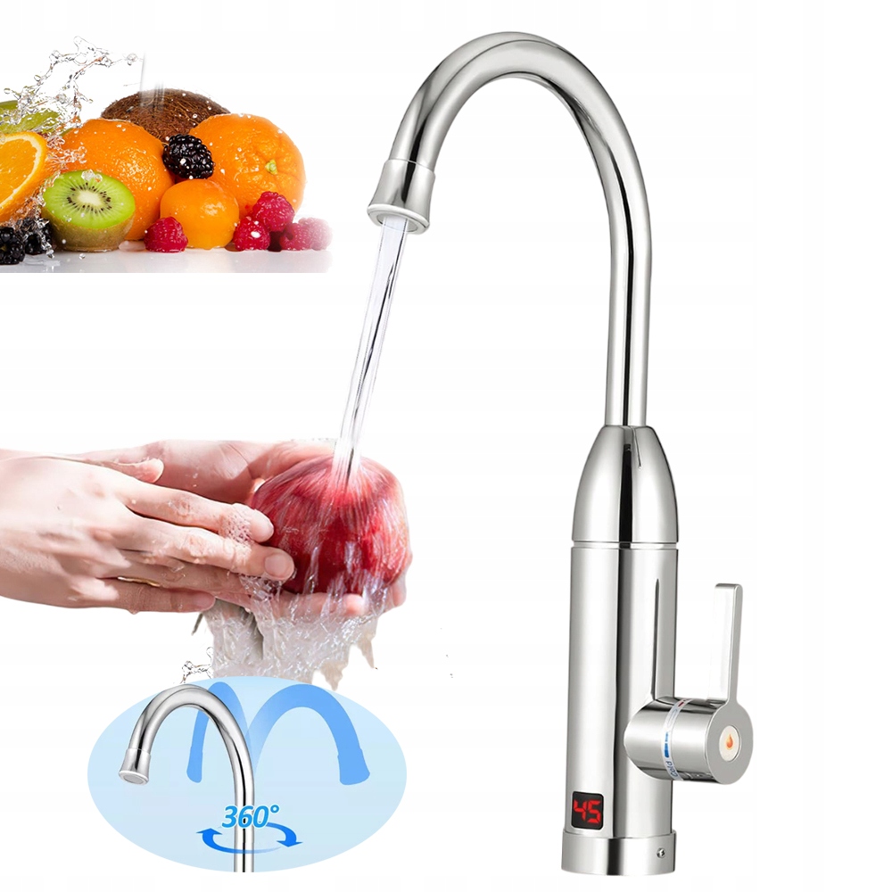 Elektrický Displej Teploty Rotující O 360° Průtokový Ohřívač Kohoutku