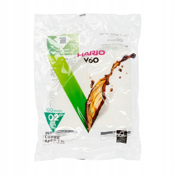 HARIO FILTRY PAPIEROWE DO DRIP BIAŁE V60-02 100szt Model Filtry