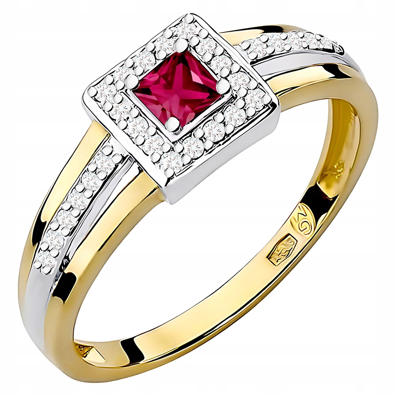 Zlatý Prstýnek s Rubínem 0,20 ct a Brilianty