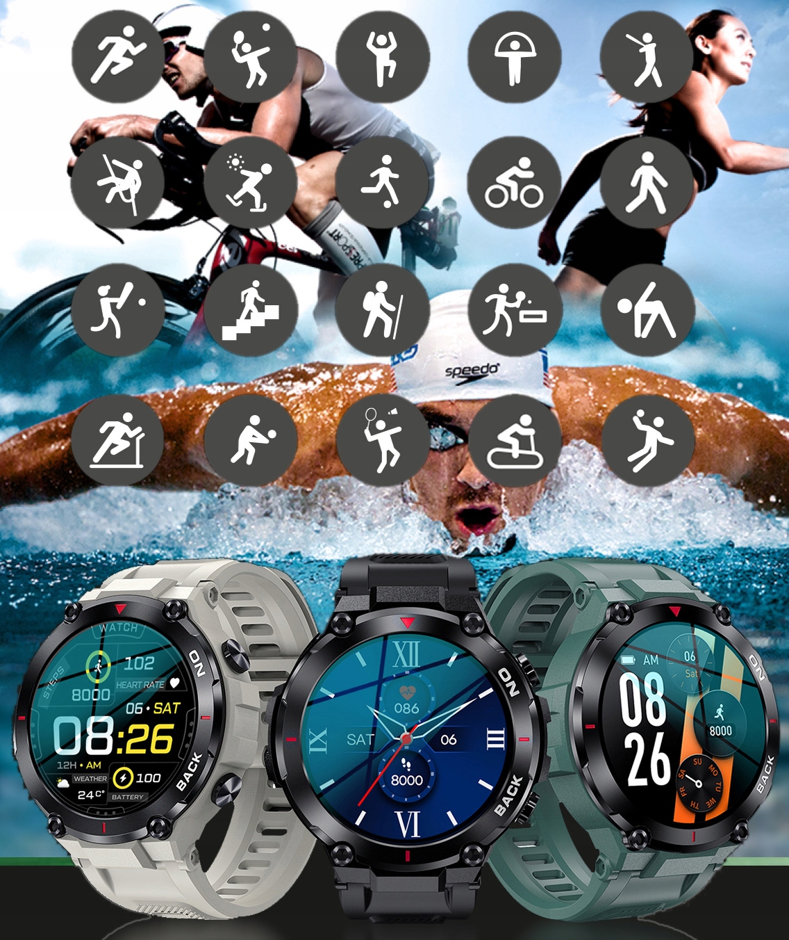 Zegarek męski SMARTWATCH GRAVITY z GPS 8-1 Model inny