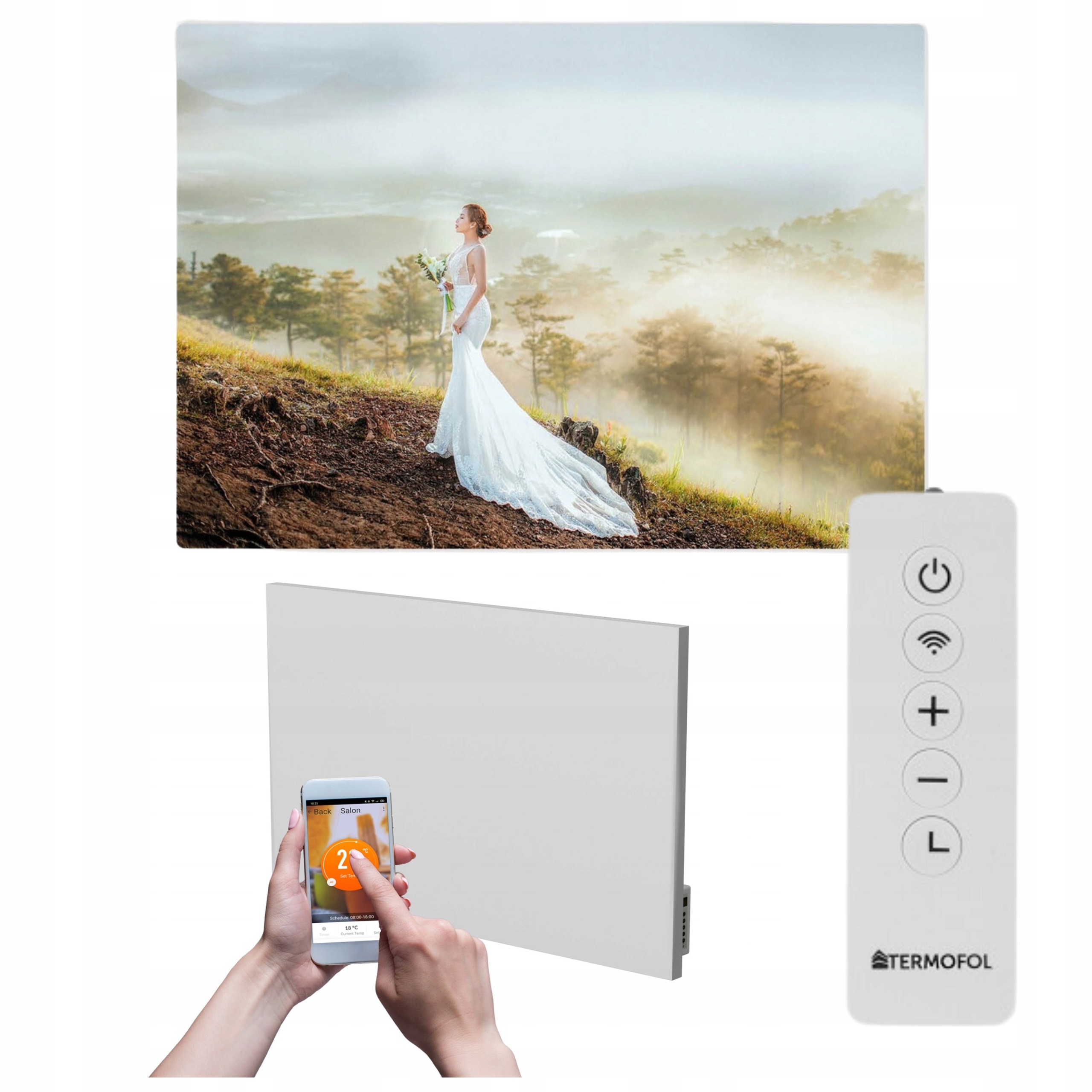 Infračervený ohrievač obraz svadobné šaty les 500W 85x60 cm WiFi